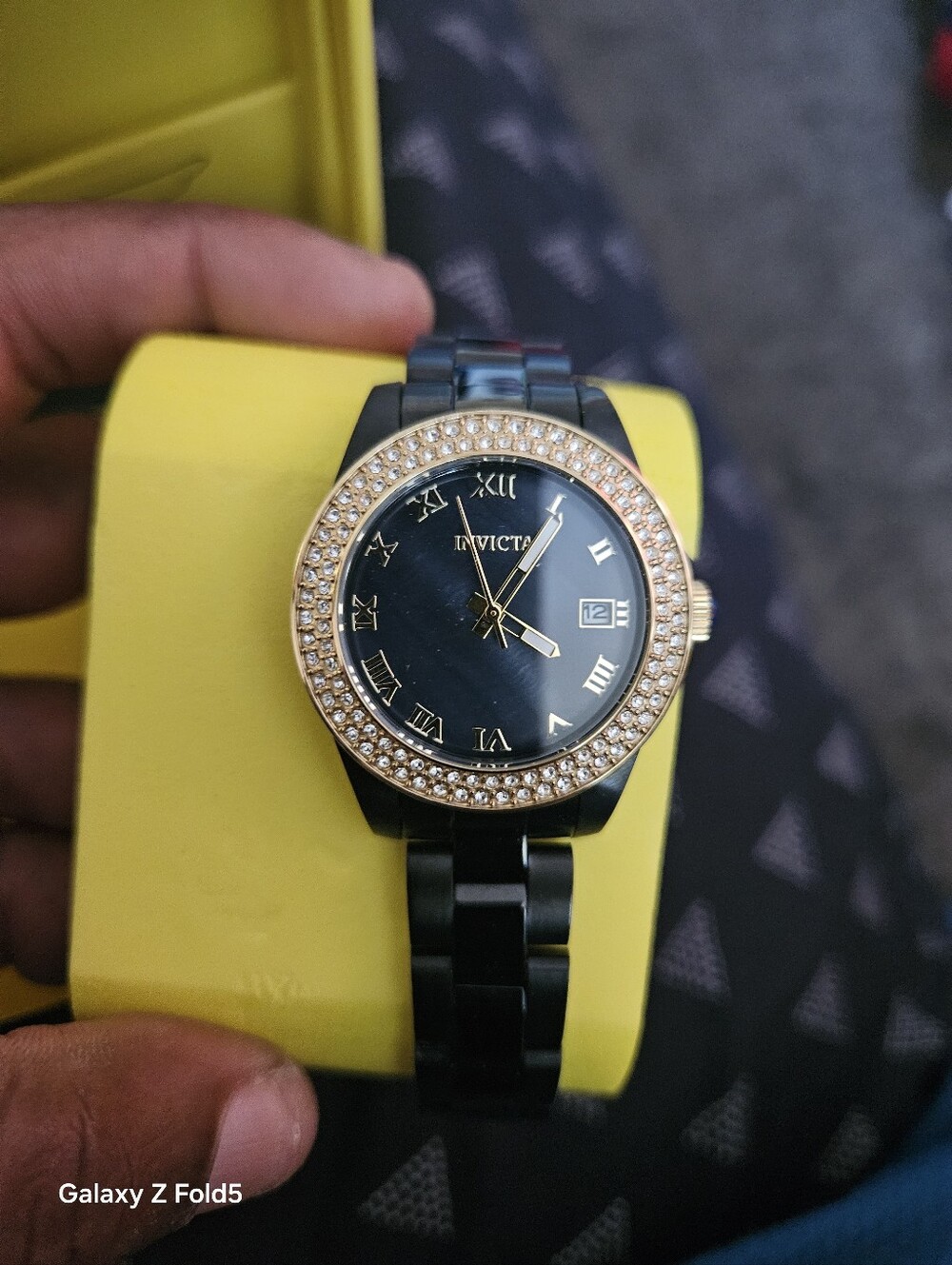 Invicta Black and Gold Women's Crystal Bezel Watch 34mm